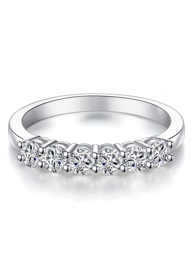 IMOLOVE Moissanite Wedding Band for Women Eternity Bands Moissanite Wedding Rings for Women Sterling Silver Ring Anniversary Band White Gold Plated Size 7 - Image 1